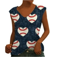 Bejzbol modne žene kauzalna bluza za ispis na vratu bez rukava elegantna majica bez rukava ljetni tenkovi