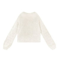 PIMFYLM WOMENS pulover Dukseri ženske zbojene pulover džemperi Lagani rukav bijeli s