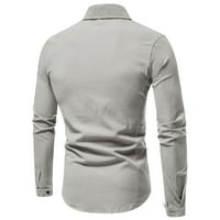 Ketyyh-Chn majice za muškarce Modni gumb dolje Majica na plaži Ležerne košulje Sive, 3xl