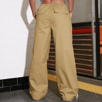 Ženske vrećaste teretne hlače nacrtaju srednje struk široke noge y2k hlače casual labavo hip hop ulične hlače s džepovima