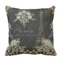 Crna Vintage Paris Grad ljubavi Eiffelov kula na ploči za tamnu antikne jastučnice