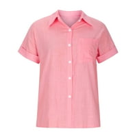 Košulje za žene ružičasti čišćenje prodaje Ženski vrhovi modna majica na čvrstom gumbu ženka V-izrez