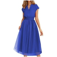 Leesechin ženska ležerna odjeća Solidna boja V-izrez kratka rukava s kratkim rukavima Elegantna haljina