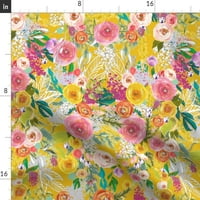 Pamuk Saten Stolcloth, 90 okrugli - jesenski cvjetovi obojeni cvjetni senzoni žuti pad boje ružičaste