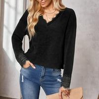 Žene Ležerne prilike modne pulover s dugim rukavima V-izrez čipke Soild Bluzes Hot8SL4868450