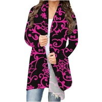 Uorcsa moda otvorena prednja t majica kardigan s dugim rukavima od tiskanih plaida kaput vruće ružičaste