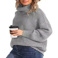 Ženska jesen turtleneck džemper odjeća Trendi dugih rukava Čvrsta boja pletene puloveri pletenje vrhovi