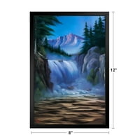 Bob Ross spektakularni vodopad umjetnost ispis slikarskog umjetnosti stalak za otisak ili obris drvenog okvira zaslon za prikaz 9x13