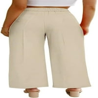 Dabuliu Žene Ljetne meke hlače Visoke lagane pantalone sa visokim strukom širom nogu duge ravne stanove