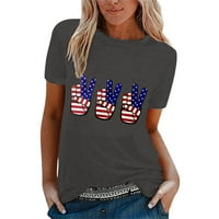 Ženski ljetni vrhovi Dan neovisnosti Štampana američka zastava za slobodnokurnu majicu s kratkim rukavima
