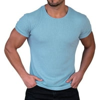 Muška ljetna vertikalna pruga, čvrsta boja okrugli vrat Stretch fitness fitnes trčanje majica s kratkim