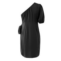 Ljetna nezavisna stanica evropska i američka vruća stila Ženska odjeća Čvrsta boja Off ramena Irgularna haljina Ženska casual haljina crna l