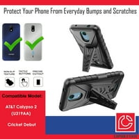 Capsule Case kompatibilan sa AT & T Clipso Cricket Debi [Vojni udarni otporni na jaknu kaiš CLIP Holster Chickstand Case Black] za kriket bežični debi