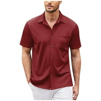 Muška majica Muška majica Ležerne tipke Down Košulje Kratki rukav Regularna fit na plaži Tors crvena