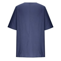Žene ljetne vrhove udobne pamučne majice kratkih rukava za posadu za bluzu za bluzu za izrez trendy