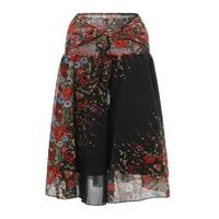Wybzd Women Long Maxi Boho suknja High Squik ciganska suknja Plus size Ljeto Midi plaža Haljina crna