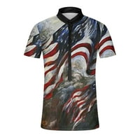 Muški kratki rukav Henley majica Dan neovisnosti Labavi fit casual osnovne teenje vrhove zvijezde Stripes Print Patriotska majica