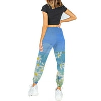 Pupkoer ženske džepne paroglene parogleni štampani čim vježbanje visokih struka casual joggers hlače