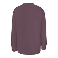 Kali_store kapuljač za žene Žene žene s dugim rukavima izrez Basic Solid Slim Fit TEE majica Top Purple,