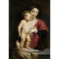 Peter Paul Rubens Crni moderni uokvireni muzej umjetnički print pod nazivom - Madona i dijete