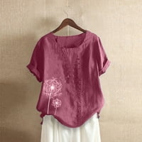 Vruće ružičaste majice za žene Ležerne prilike za print kratkih rukava O-izrez Plus majica TOP bluza