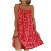 Crvena ženska modna casual čvrsta boja okrugla vrata Polka Dot Print Sling haljina xxl