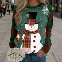 Ženski trendshirtsherts trendy sretan božićni print Crewneck labavi fit pulover vrhovi dugih rukava
