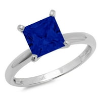 2.5ct Princess Cut simulirani plavi safir 18K bijeli zlatni godišnjica za angažovanje prstena veličine