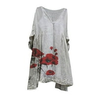 Haljine za prodaju za žene za žene s kratkim rukavima cvjetna uzorka V-izrez Maxi Loose Fit Fashion