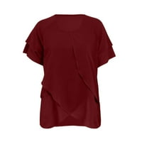 Yiwula Žene Casual Plus size Jednostavne mrežice od punog boja Okrugli vrat kratkih rukava Top majica