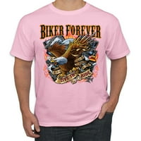 Biker Forever American Eagle uživo vožnji automobili i kamioni Muška grafička majica, svijetlo tirkiz,