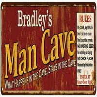 Bradley's Man Cave pravila Crveni metalni znak Poklon 106180004375