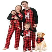 Qiylii Božićna porodica podudaranje plažene pidžame set, vilje od elk + hlače za romper ovratnik za