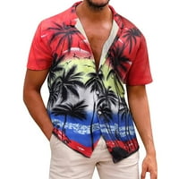 Muški vrhovi Havajska majica na plaži s kratkim rukavima Odštampana ljetna casual gumba dolje majice