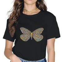 Šarene grafičke majice leptira za žene