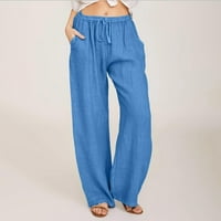 Jsaierl pamučne pantalone Women plus veličina visoke struk hlače udobne hlače za crtanje lagane hlače
