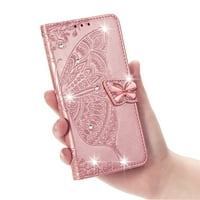 iPhone futrola, mantto kožni flip novčanik Case ručni remen leptir reljefno reljefno za zaštitu tijela
