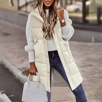 Petort Womens prsluci Modni casual plus veličine Puffer vest podstavljen kaput zimska odjeća bijela,