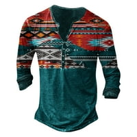 Henley majice za muškarce, 3D džemper Digitalni tisak Muška ulica Sports Modni trend 7-tipka Placket
