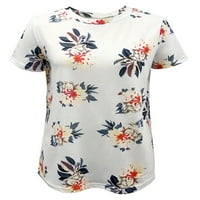 Beiwei Ženska boemska posada Crta kratkih rukava Ležerna bluza Tunika Dame Floral Print Turistička majica