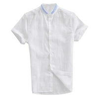 Muški muškarci Proljeće Ljetna bluza Lanene majice kratkih rukava TOPS XL