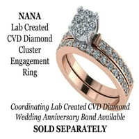 Nana laboratorija kreirala je CVD Diamond 1 2CTW klaster zaručnički prsten 10kt Ruža zlata veličine