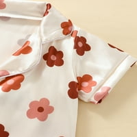 Century Toddler Baby Girls cvjetni svileni pidžami s kratkim rukavima Gumb za kratke hlače Ljetno cvijeće