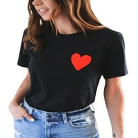 Binweede Ženska majica za majicu srca Ispis dizajna kratkih rukava okrugli vrat Ljeto prozračivo jednostavne