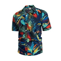 Košulje za muškarce čišćenje Muška havajska ispis rever rever, kratkih rukava s kratkim rukavima