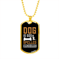 Pas je Bog napisano unazad smeđu ogrlicu od nehrđajućeg čelika ili 18K zlatni tag 24 lanac