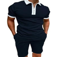 Glonme Muškarci Solid Color Lounge Trentersit Casual Sport LoungeWer Rever Neck Golf Dva seta Outfit