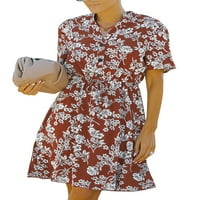SoftMallow majice s kratkim rukavima za žene za žene prema gore cvjetnoj haljini za ispis V izrez bluza