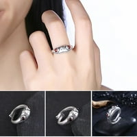 Sterling Silver Ring Lično retro žaba Kreative Kreative Prilagodljivi otvoreni prstenovi za fini nakit