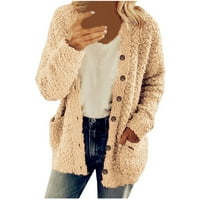 Cardigan džemper kaput za prodaju Žene Casual Plus size Plišani džepovi džepovi Outerywer gumb Cardigan